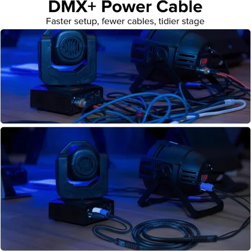 Vista 3 de SMALL-EYE Cable de enlace combinado DMX y Power Con de 3 pines de 2 pies – Control de potencia 13AWG DMX macho a hembra cable para accesorios