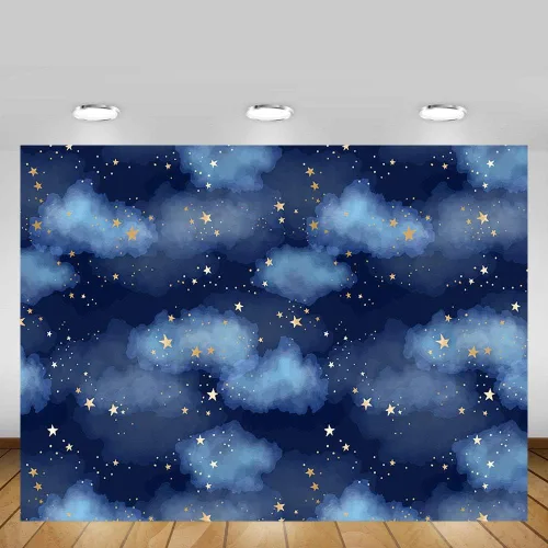 Vista 2 de MEHOFOTO Fondo de estudio fotográfico de cielo azul oscuro, nube, accesorios de fondo para niños, cumpleaños, príncipe, baby shower, decoración