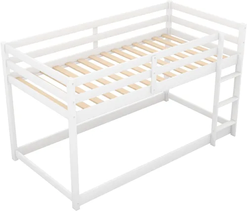 Vista 32 de Twin Size Bunk Bed with Panelled Headboard and Footboard, Antique Dark Oak Antique Oak