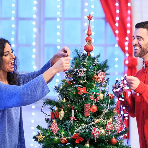 Vista 7 de codree 8 piezas Adornos colgantes de piruleta de Navidad - Adornos de caramelo para árbol de Navidad - Adorno de arcilla polimérica de caramelo
