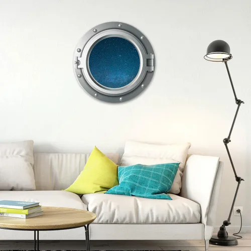 Vista 2 de Calcomanías 3D para ventana de avión de universo, calcomanía de pared para dormitorio de bebé, sala de estar, decoración de pared con temática