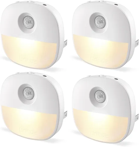 Vista 11 de Lyridz Luz nocturna enchufable con sensor de movimiento y sensor de atardecer a amanecer, luz nocturna blanca fría regulable con brillo ajustable