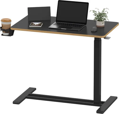 Vista 16 de SANODESK Escritorio móvil de pie con ruedas ocultas, escritorio neumático para laptop, carrito de computadora con ruedas móviles, altura ajustable