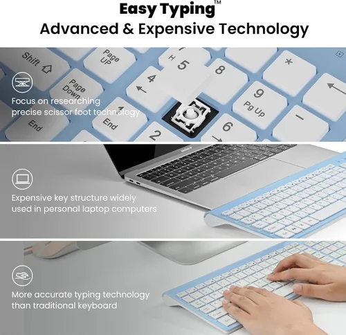 Vista 2 de Cimetech - Juego de teclado y mouse inalámbricos compacto de tamaño completo 2.4G, diseño ultradelgado y elegante para Windows, computadora