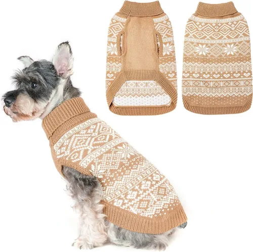 Vista 14 de HOMIMP Suéter de rombos para perros - Ropa cálida de invierno para cachorros, abrigo suave, suéter feo para perros pequeños, medianos y grandes, Azul