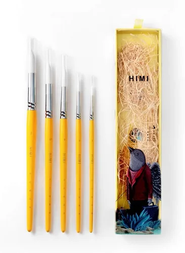 Vista 3 de HIMI Gouache - Juego de 5 pinceles para pintura de acuarela al óleo acrílico, acuarela, cara y cuerpo, bonito regalo, aficionado al arte, adultos