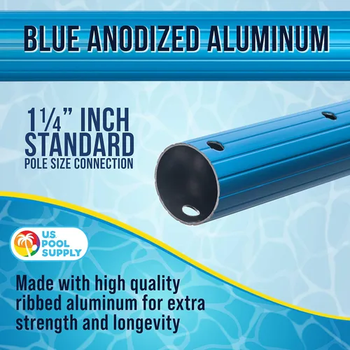 Vista 8 de U.S. Pool Supply Poste telescópico de piscina de 12 pies – Red de aluminio para piscina, rastrillo, cepillo, mango de cabeza al vacío, adjunta