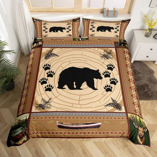 Vista 22 de Juego de funda de edredón de diente de león, estrella de Texas occidental, para niños y niñas, funda de edredón de tablones de madera gris y blanco