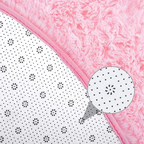 Vista 3 de Alfombra redonda rosa para dormitorio, alfombra circular esponjosa de 4 pies para habitación de los niños, alfombra suave antideslizante, alfombra