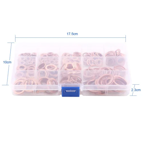 Vista 4 de 280PCS 12 Sizes Copper Flat Washer, Copper Washers Assortment Kit Plain Washers with Box Fitting for Screws Bolts Fasteners