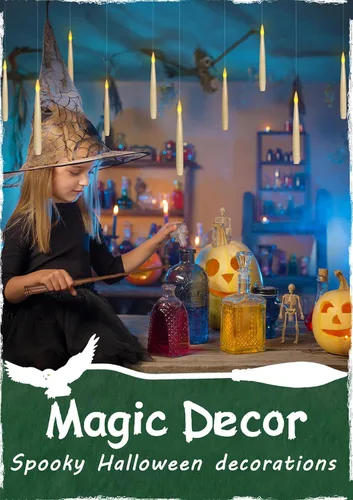 Vista 6 de Leejec Velas Flotantes con Control Remoto de Varita Mágica (Temporizador de 6/18H), 12 piezas Velas Cónicas Colgantes Sin Llama de 6.1", Luz Cálida