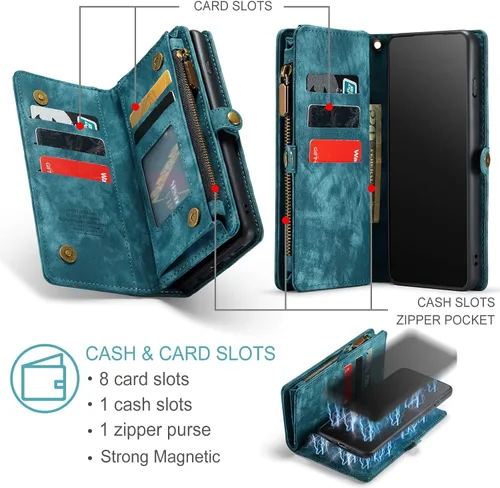 Vista 3 de Asuwish Funda de teléfono para Samsung Galaxy S10 Plus con cierre de cremallera, protector de pantalla de vidrio templado y tarjetero abatible