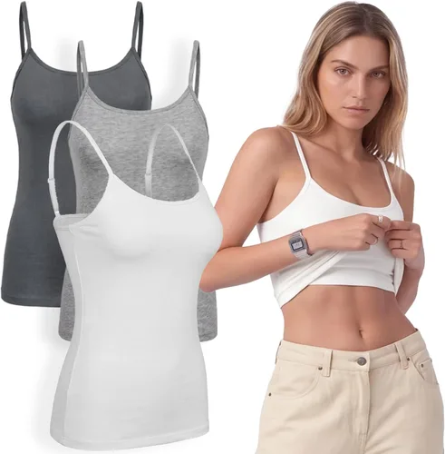 Vista 88 de Emmalise Camiseta de mujer con brasier integrado, soporte de tela sin varillas, camisola corta