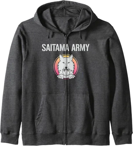 Vista 4 de SAITAMA ARMY Saitama Inu Crypto Currency Token Wallet Sudadera con capucha y cremallera, Negro