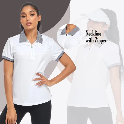 Vista 2 de IGEEKWELL Women Polo Shirts Moisture Wicking Golf Shirts Slim Fit Golf Apparel Athletic Tennis Casual T-Shirts SMLXLXXL