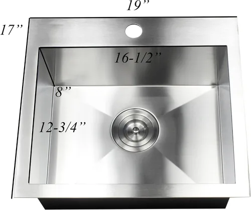 Vista 5 de Fregadero de cocina contemporáneo de calibre cero cero de calibre 16 de acero inoxidable para montar en la parte superior/caída con colador de cesta