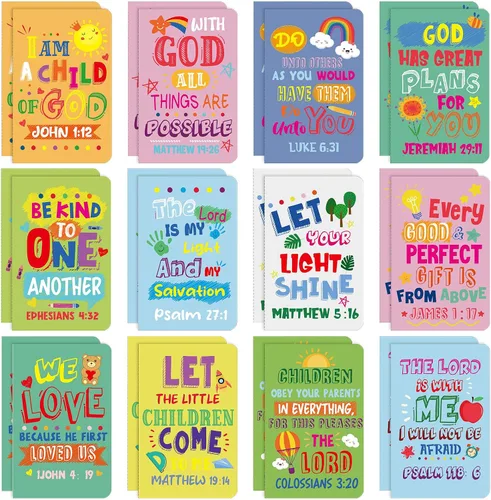 Vista 9 de 24 blocs de notas con versículos de la Biblia, mini cuadernos religiosos de bolsillo, motivacionales, cristianos, pequeños blocs de notas