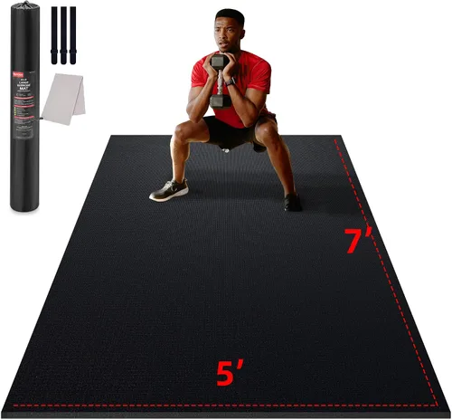 Vista 14 de GymCope - Alfombra grande para entrenar en casa, 12 x 6 pies, 10 x 6 pies, 9 x 6 pies, 8 x 6 pies, 7 x 5 pies, 6 x 4 pies, extragrueso, alfombra