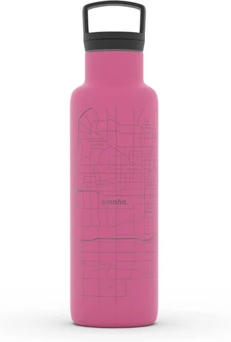 Vista 34 de Well Told Botella de agua aislada con mapa de Washington DC grabado, botella de acero inoxidable grabada (21 onzas, blanco) botella aislada de mapa