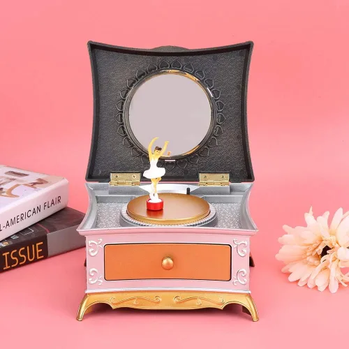Vista 4 de Caja de joyería musical para niñas, caja de música ornamental, caja de joyería de música duradera, caja de joyería de música, decoración para regalo