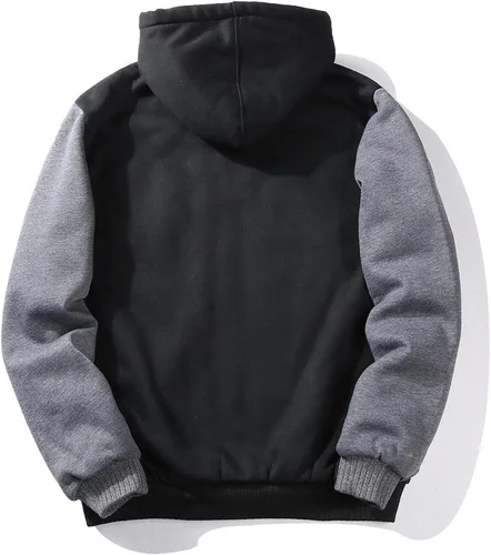 Vista 2 de ZITY - Sudadera de invierno con capucha y cremallera para hombre, chaqueta abrigada de vellón, con forro de Sherpa