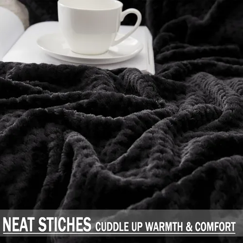Vista 3 de Exclusivo Mezcla - Manta de vellón extragrande con textura de gofre, supersuave y cálida para sofá o cama, acogedora, mullida y ligera