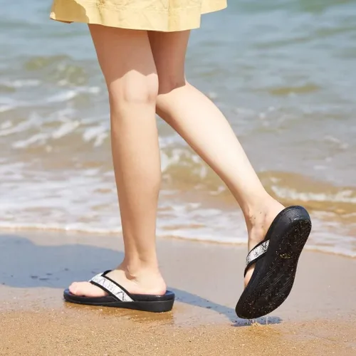 Vista 6 de Sandalias ortopédicas para mujeres, sandalias de fascitis plantar para pies planos con soporte de arco estilo pata de gallo, sandalias para caminar