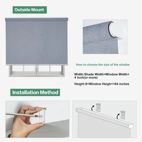 Vista 7 de Tonature Persianas enrollables sin cordones 100 % opacas para ventanas, persianas con aislamiento térmico para puertas, hogar y sala de estar
