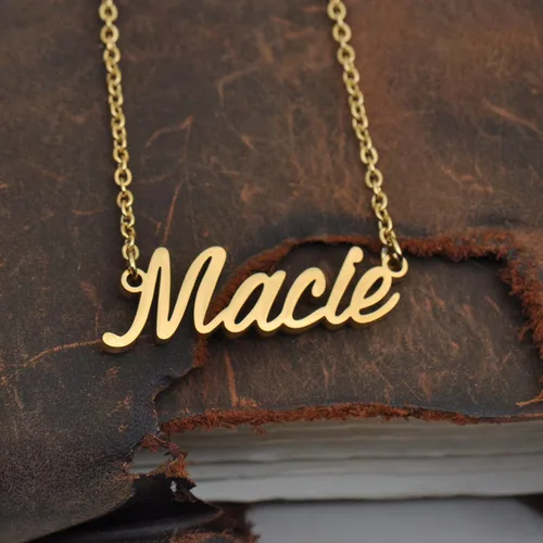 Vista 3 de HUAN XUN Collares con nombre personalizados para mujer, collares de acero inoxidable con inicial personalizada, joyería colgante para Navidad