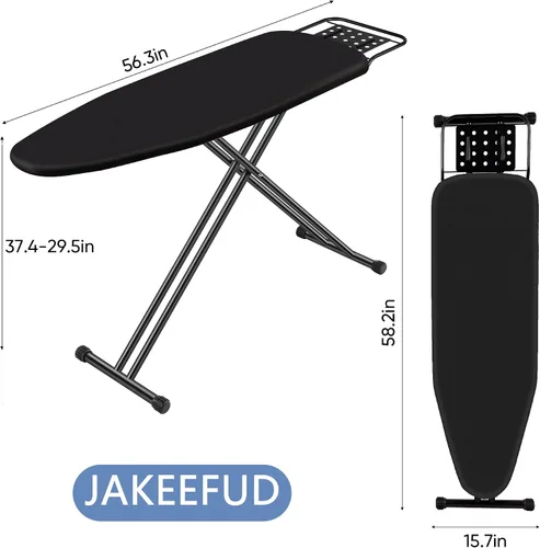 Vista 5 de Jakeefud Tabla de planchar de tamaño completo de 15" x 47" con cubierta resistente al calor y almohadilla de fieltro engrosada, soporte para plancha