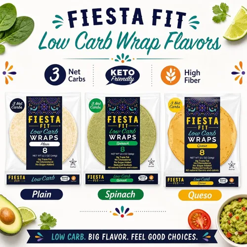 Vista 5 de Fiesta Fit Envolturas lisas bajas en carbohidratos (3 paquetes)