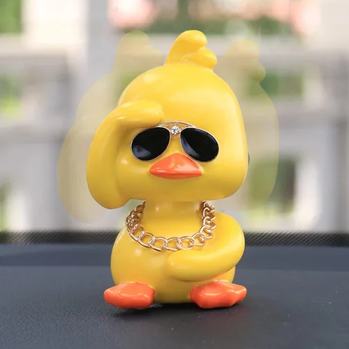 Vista 4 de Wonuu Decoración de coche de pato tembloroso – Lindo adorno de coche de pato amarillo con muñeca de cabeza agitada fresca para decoración