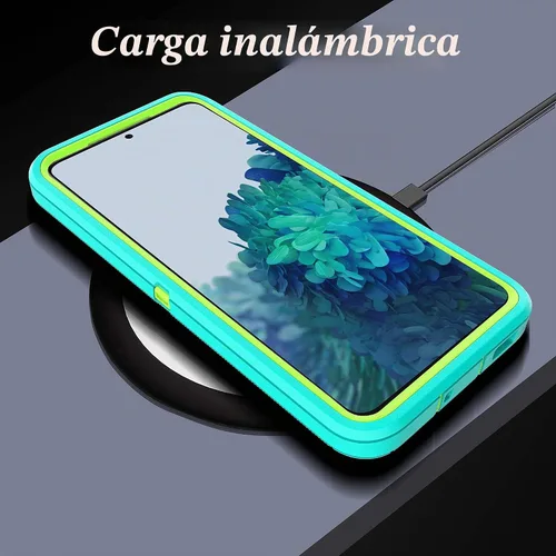 Vista 6 de Funda resistente 3 en 1 para Galaxy S21 (no para S21 Plus), con película de TPU flexible y película de lente de cámara, paquete de 2 fundas SF-Aqua