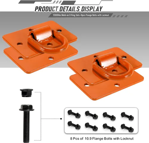 Vista 8 de AUTOBOTS Anillos en D de 1/2 pulgada para remolques de alta resistencia, anclaje de amarre de remolque, máximo 12,000 libras, incluye accesorios