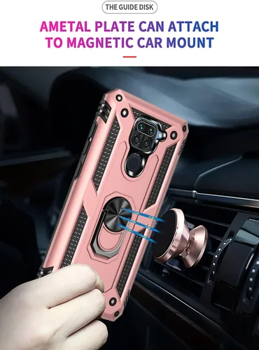 Vista 5 de Funda para Redmi Note 9/Redmi 10X 4G M2003J15SC con protector de pantalla de vidrio templado, [grado militar] [anillo de metal] [soporte magnético]