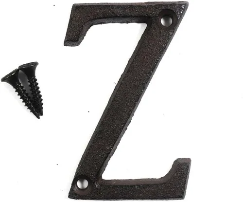 Vista 25 de Letras del abecedario de 3" en metal de hierro fundido decorativas, estilo clásico, para colgar letreros de pared, dirección, nombre, letrero