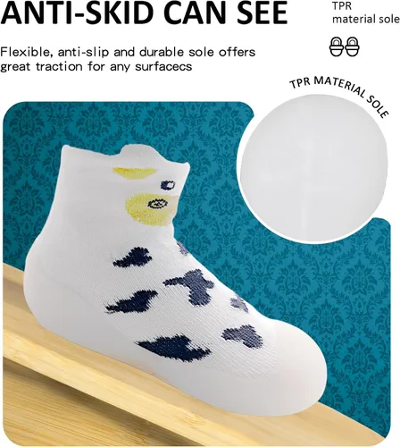 Vista 2 de SEBELLST Zapatos de calcetín para niña, suela de goma, antideslizantes, para interiores, zapatos de piso para primeros pasos, suela suave