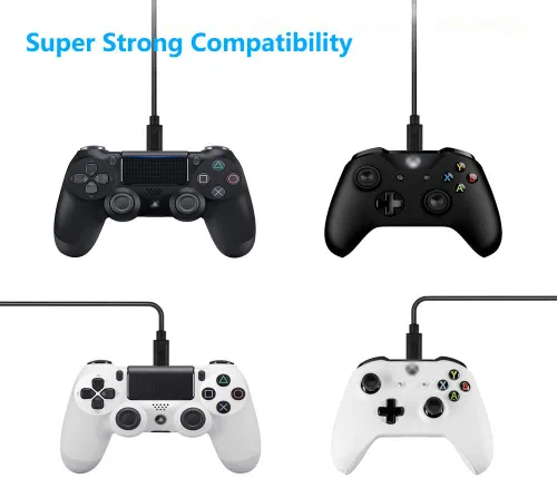 Vista 5 de Replacement USB Charger Charging Cable for Xbox One S X Controller, Micro USB 2.0 Play Data Sync Charger Cord (9FT)