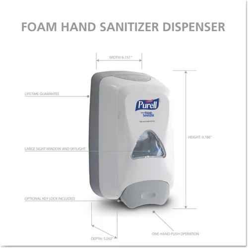 Vista 9 de PURELL FMX-12 dispensador de espuma desinfectante de manos estilo pulsador, gris paloma, para recarga de espuma desinfectante de manos PURELL FMX-12
