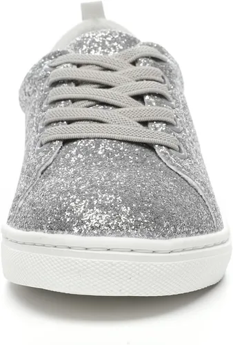 Vista 4 de Bernal Tenis de lentejuelas brillantes con purpurina para niñas y niños, para niños pequeños, niños grandes, sin cordones, para la escuela, zapatos