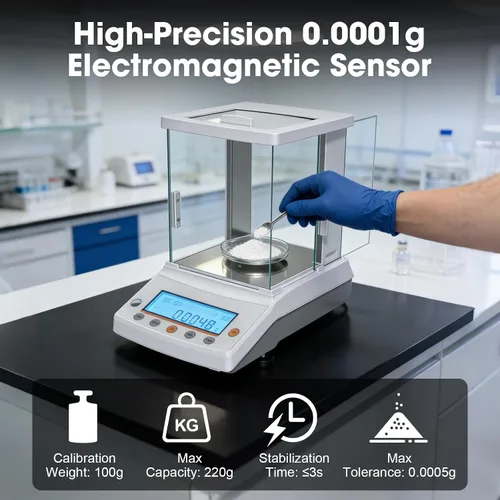 Vista 6 de Balanza analítica digital de laboratorio de 0.00 oz x 7.76 oz Balanza digital 0.1mg/7.76 oz Balanza digital de precisión de pesaje de precisión