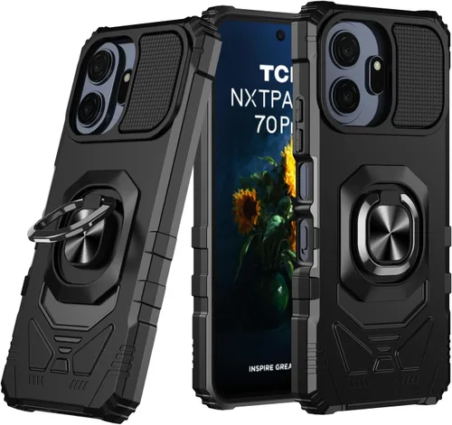 Vista 7 de Funda para TCL Nxtpaper 70 Pro 5G con protector de pantalla y soporte de anillo magnético