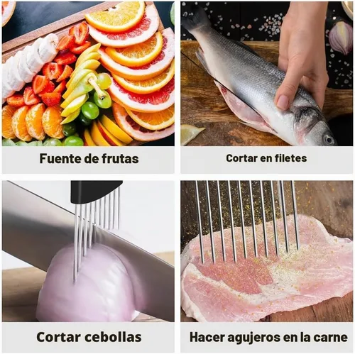 Vista 6 de Soporte de corte de cebolla de acero inoxidable, nuevo cortador de tomate 2025, cortador de verduras multiusos para la cocina, herramienta duradera