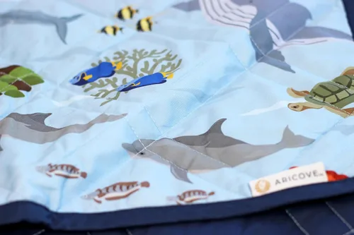Vista 8 de Aricove Manta con peso para niños, 5 libras, 36 x 48 pulgadas, tamaño pequeño, algodón suave, lavable a máquina, animales azules y oceánicos