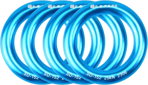 Vista 8 de Anillo de aluminio de 25 kN, junta tórica de tensión perfecta, anillo de conexión para escalada en roca, arborista, hamaca, rescate, slackline, azul