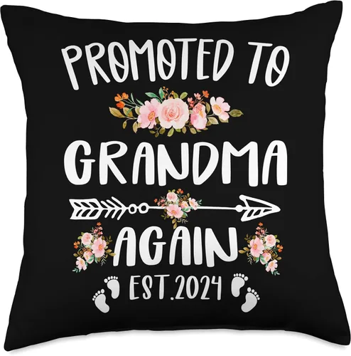 Vista 5 de Promoted To GRANDMA Est.2024 Again Pregnancy Announcement - Almohada de 16 x 16 pulgadas, multicolor