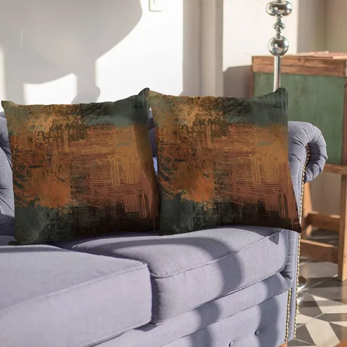 Vista 3 de Juego de 2 fundas de almohada, arte abstracto de 16 x 16 pulgadas, decoración del hogar, fundas de almohada cuadradas decorativas para sofá
