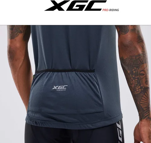 Vista 6 de XGC - Maillot de ciclismo de manga corta para hombre con tejido transpirable de secado rápido