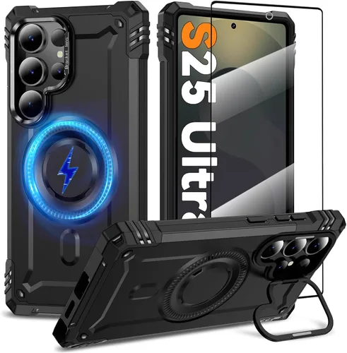 Vista 9 de Funda magnética para Samsung Galaxy S25+ Plus/Galaxy S24+ Plus [Soporte de anillo de cámara integrado] [Protector de pantalla]