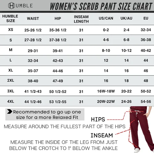 Vista 7 de HUMBLE Scrubs Pantalón Cordón Mujeres Pierna Recta Uniforme Médico